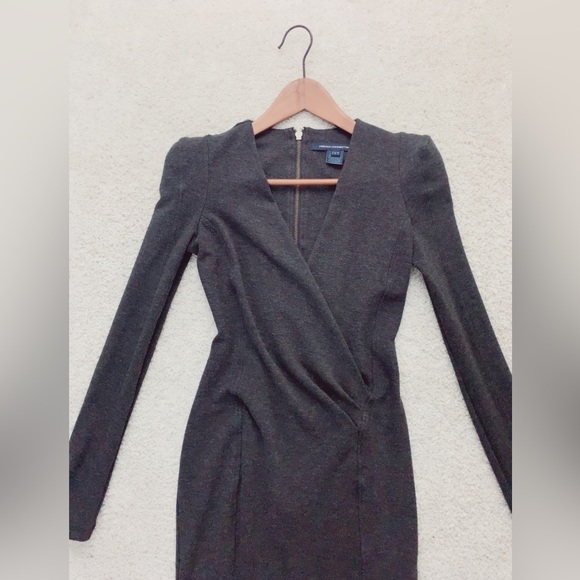 French Connection Gray Long Sleeve Sheath Short Mini Dress 2 XS Extra Small - Picture 9 of 11